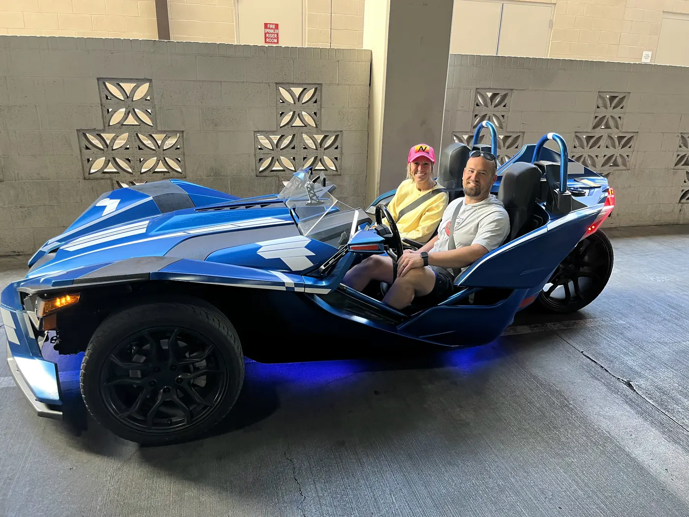 Blue Polaris Slingshot rental in Las Vegas