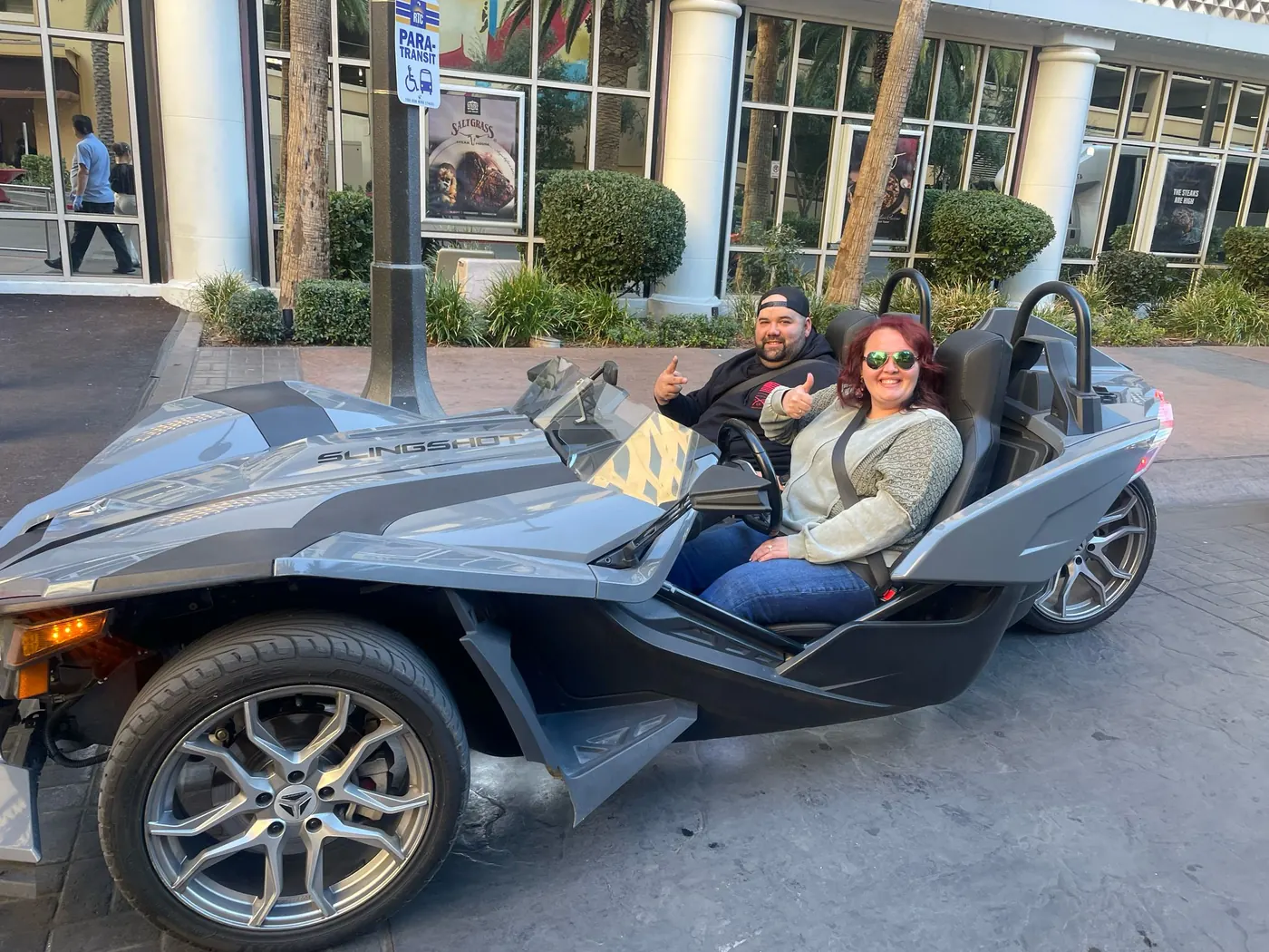 Silver Polaris Slingshot rental in Las Vegas